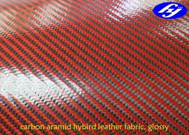 Glossy Twill Polyurethane Leather Fabric / 2 x 2 Twill Carbon Kevlar Hybrid Fabric