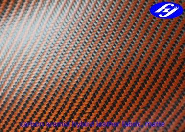 Matte Twill Synthetic Leather Fabric / Orange Carbon Fiber Kevlar Hybrid
