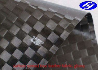 12K Spread Tow Carbon Fiber Glossy Polyurethane Leather Fabric