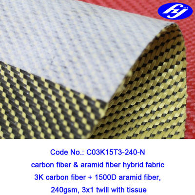3x1 Twill Aramid Fiber Fabric 240GSM With Anti Dispersing Linning