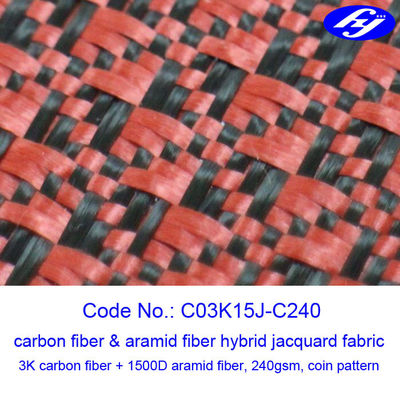 Jacquard Coin Pattern Carbon Aramid Fabric Woven Filament Fiber Yarn