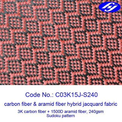 Jacquard Sudoku Pattern Red Carbon Fiber Fabric With Low Flammability