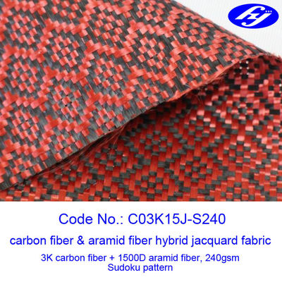 Mjacquard Sudoku Pattern Red Carbon Fiber Fabric With Low Flammability