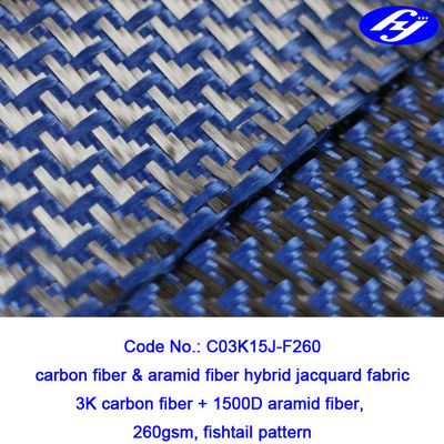 Plane Pattern Carbon Aramid Fabric Carbon Blue Carbon Kevlar Hybrid Fabric