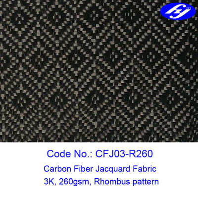 Rhombus Pattern 3K Twill Weave Carbon Fiber / Decoration Black Jacquard Fabric