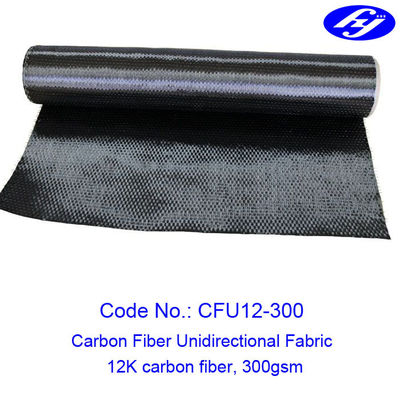 12K 300GSM Carbon Fiber Fabric / Unidirectional Carbon Fiber For Building Reinforcement