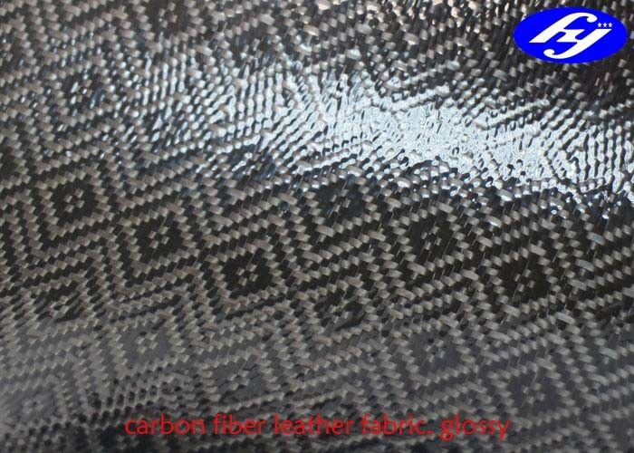 Jacquard Glossy Carbon Fiber Leather Fabric TPU Coated Rhombus Pattern For Wallets