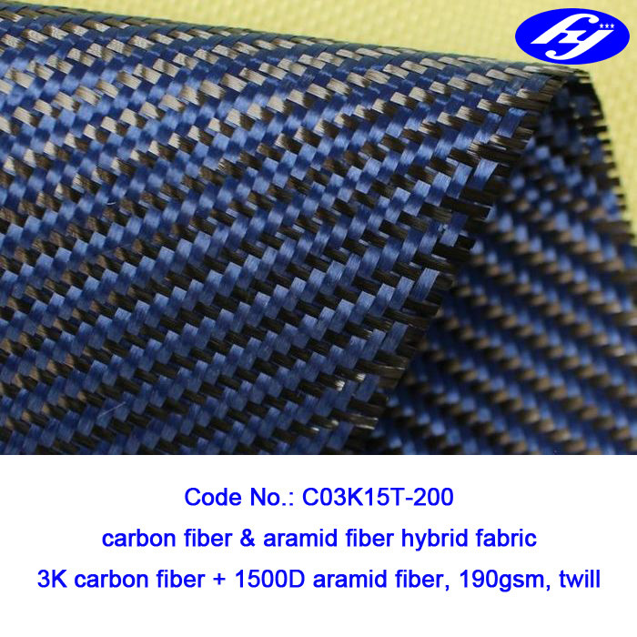 Carbon Fiber Blue Mixed Fabric 70cm Aramid Cloth Twill Anti-Pull Warp